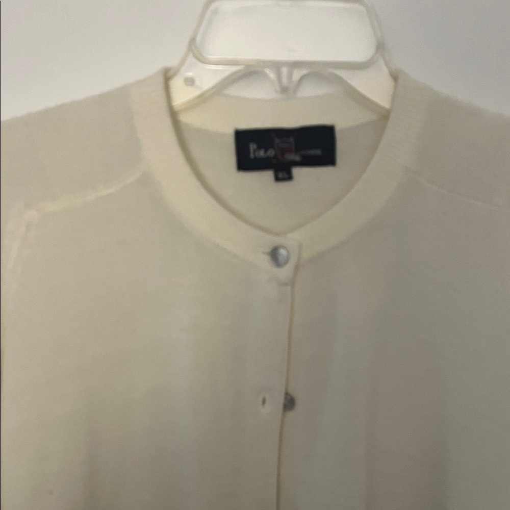 Ralph Lauren Ivory Button-Up Cardigan. 100% Cashmere